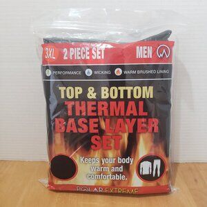 Polar Extreme Men's Base Layer Thermal Top & Bottom Set Black Sz 3XL New in Pkg.